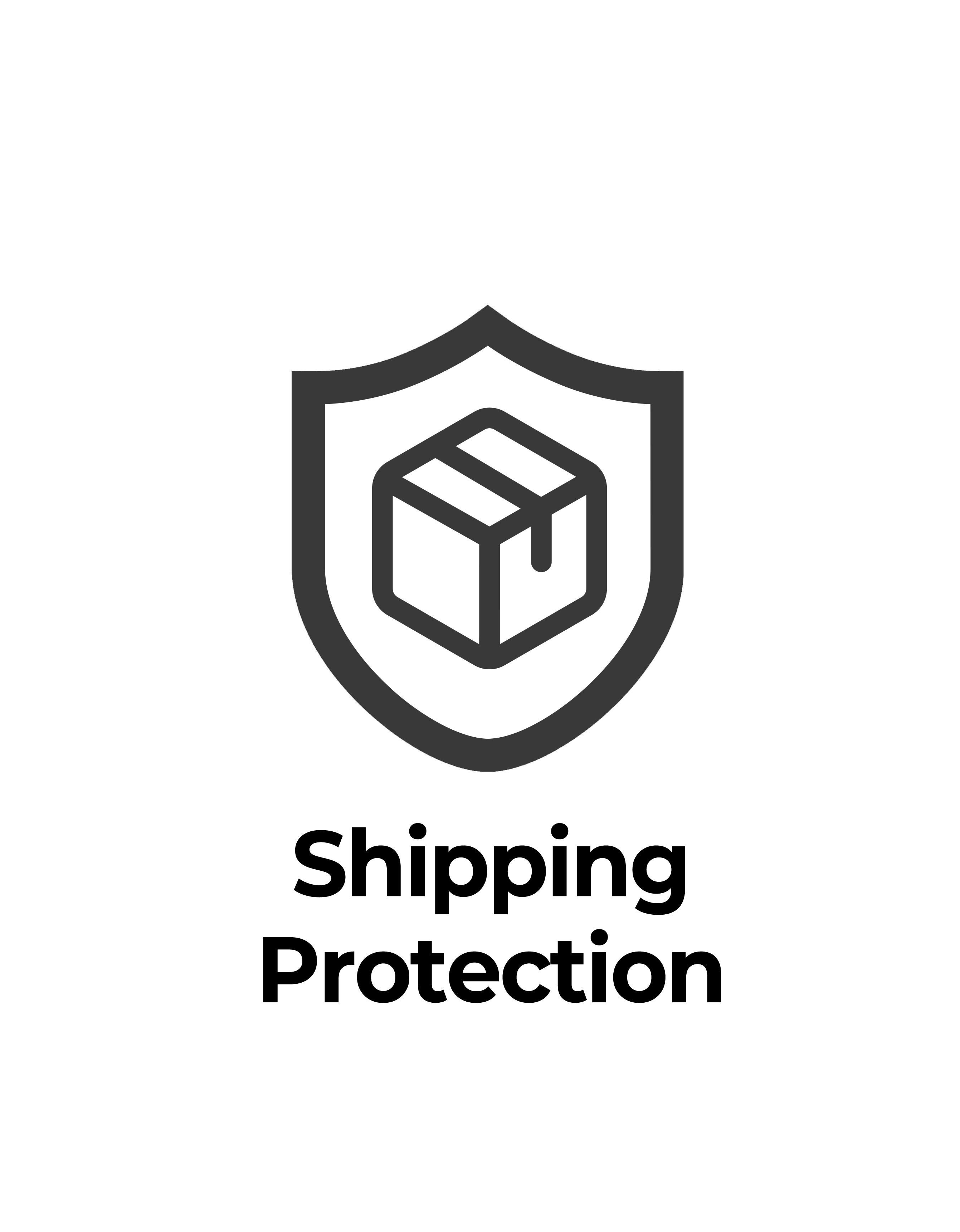 Shipping protection shield icon with package symbol