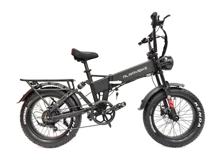 CEMOTO B20AX | 20 Inch Fat Tire Electric Bike - 20-inch folding fat tire electric bike with black frame, Kenda tires and rear rack