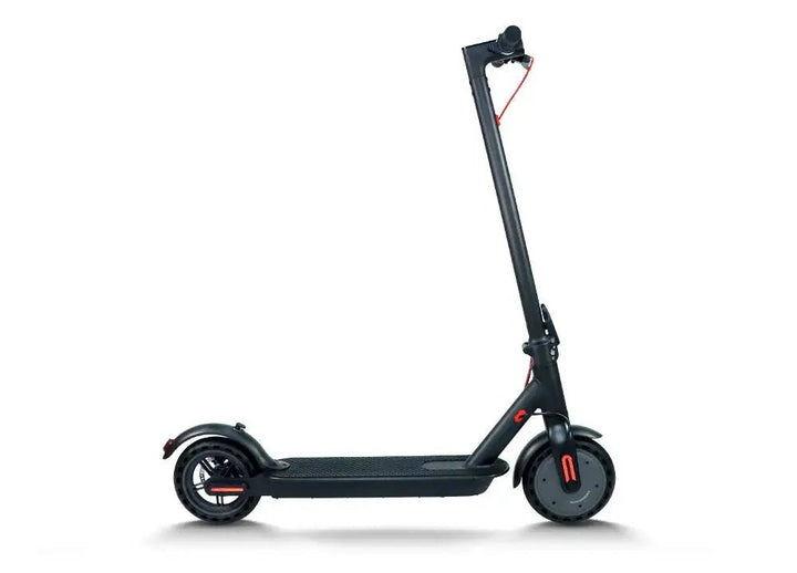 Cemoto S05 | Classic Digital Electric Scooter 350W, 35KM Range, Foldable for Adults - Black foldable electric scooter with tall handlebar, dual wheels and red accents