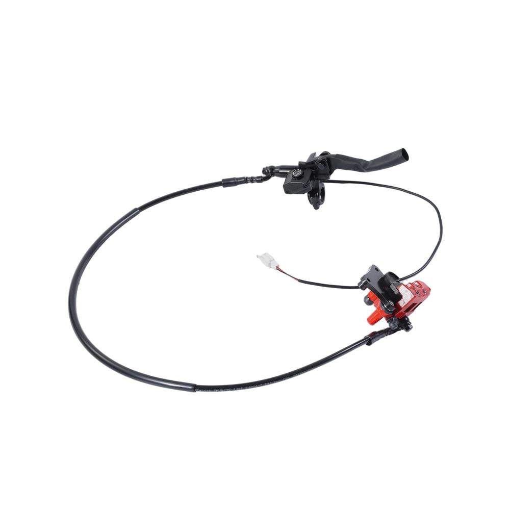 D-Series hydraulic disc brake assembly, red caliper, black alloy lever