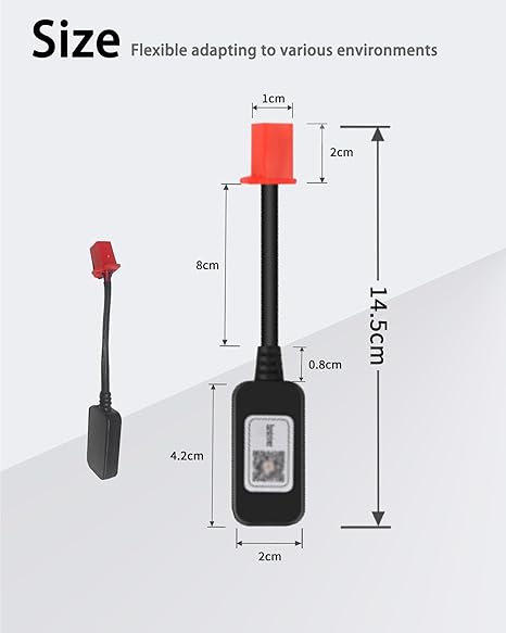 Fardriver programmable Bluetooth dongle size diagram with measurements