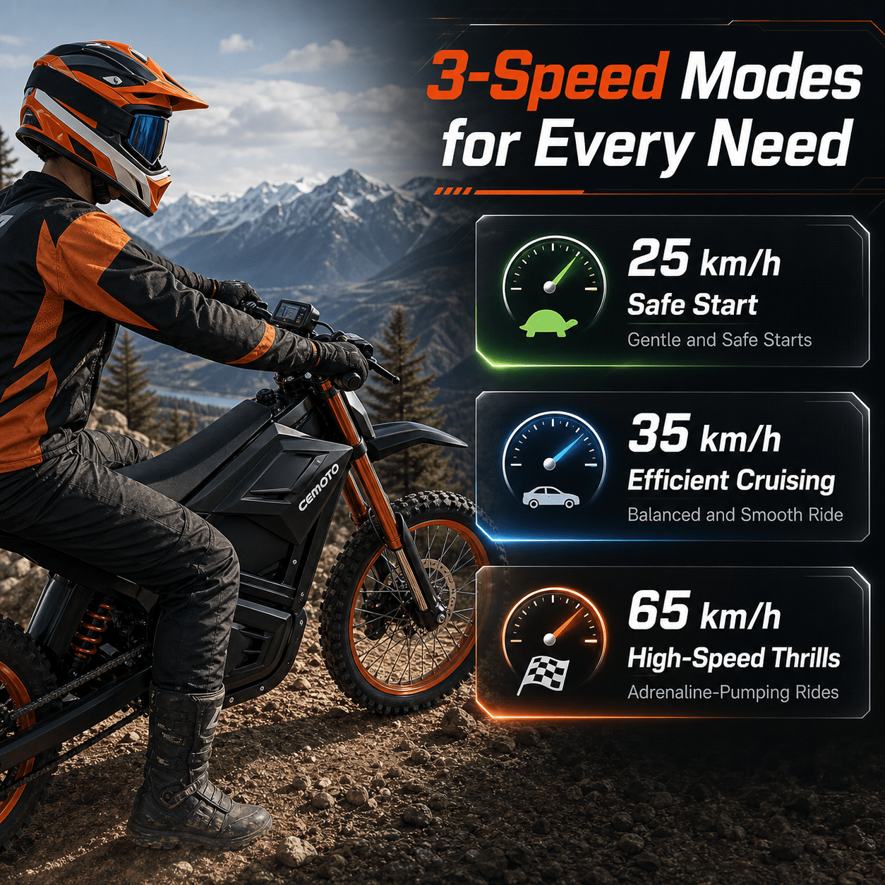 CEMOTO D02 Off-Road Electric Dirt Bike For Teens & Adults cemoto