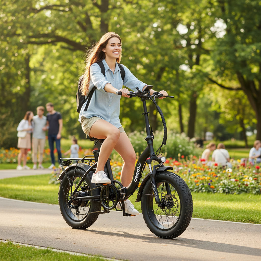 CEMOTO EB09A foldable ebike in action - urban commuting with 750W motor